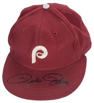 1979-1983 Pete Rose Game Used & Signed Philadelphia Phillies Cap (MEARS & PSA/DNA)